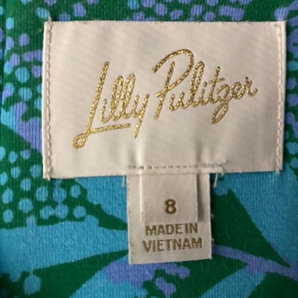 Lilly Pulitzer Vibrant Green and Blue Long Sleeve Dress - Picture 2 of 2